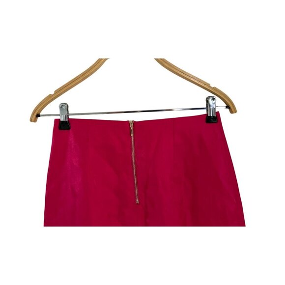 Runaway Fuchsia Mini Skirt With Gold Back Zipper & Front Slit Size 4 - Picture 3 of 8